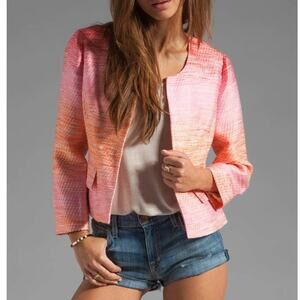 Shoshanna Norabel Cropped Blazer Jacket Revolve Ombre Pink Coral Red Orange 2
